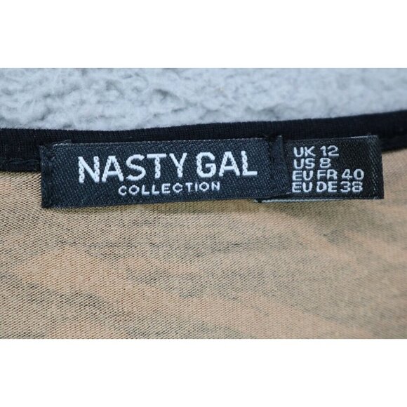 Nasty Gal Animal Print 3/4 Sleeves Cropped Top-Size 8-Oversized - Picture 4 of 7